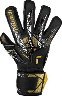 Reusch Attrakt Gold X Evolution Cut Finger Support 5470950 7740 white black gold front
